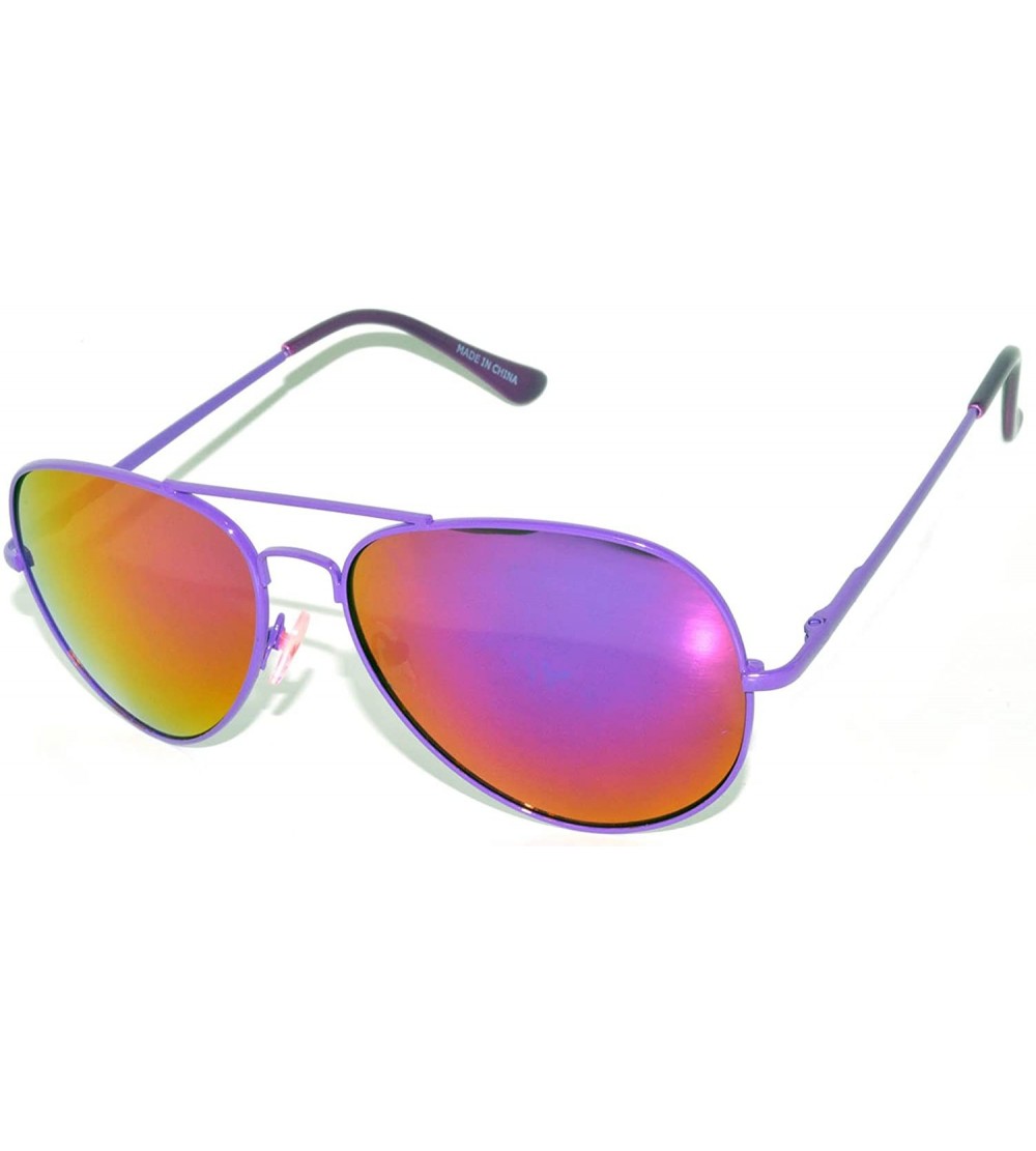 Aviator Classic Aviator Style Colored Lens Sunglasses Metal Frame (.Purple-Mirror - Spring - Colored) - C911YELIT3X $17.69