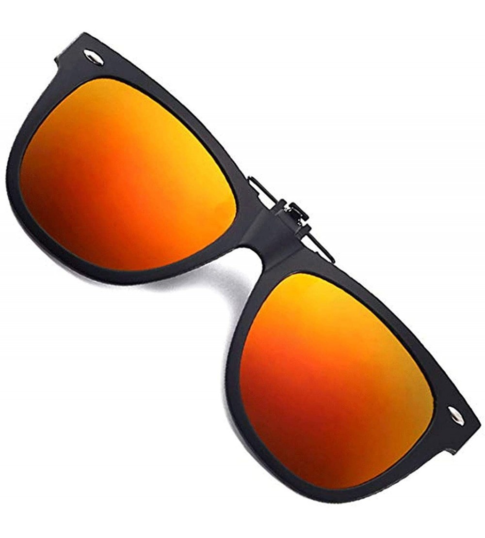 Round Polarized Clip-on Sunglasses Unisex Anti-Glare Driving Sun Glasses With Flip Up for Prescription Glasses - CO18T2GHW55 ...