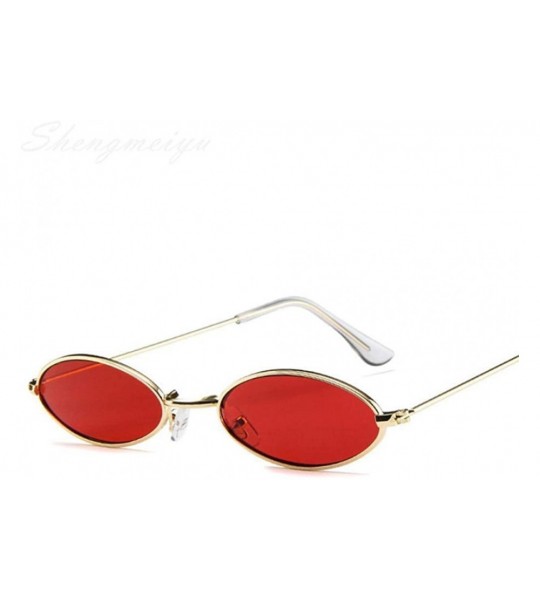 Oval Small Oval Sunglasses For Men Male Retro Metal Frame Yellow Red Vintage Black - Clear - CE18XAKS5MA $17.88