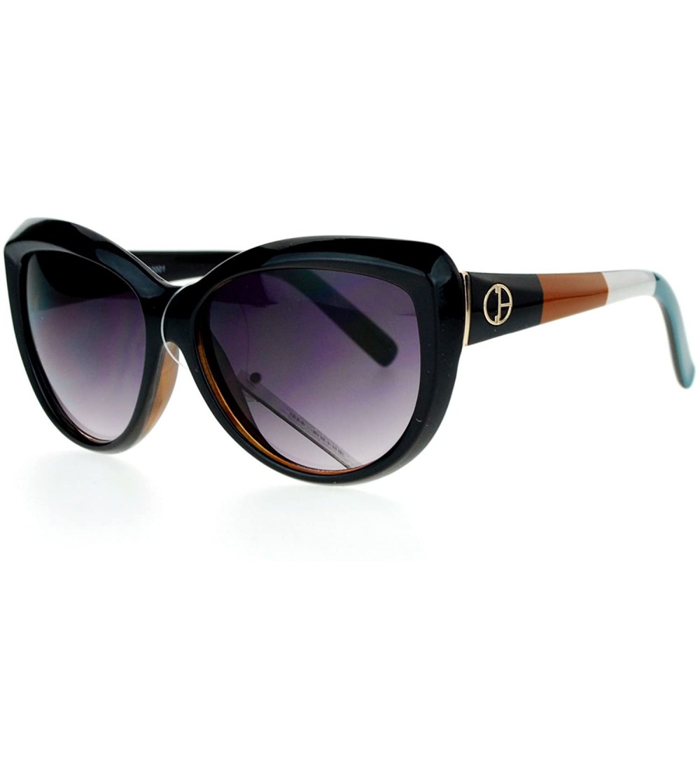 Oversized Womens Thick Plastic Cat Eye Designer Fashion Sunglasses - Black - CR127FETQEB $20.35