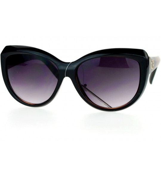 Oversized Womens Thick Plastic Cat Eye Designer Fashion Sunglasses - Black - CR127FETQEB $20.35