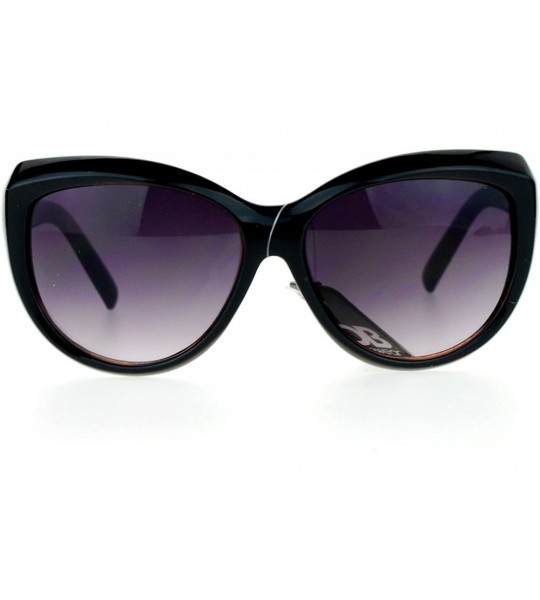 Oversized Womens Thick Plastic Cat Eye Designer Fashion Sunglasses - Black - CR127FETQEB $20.35