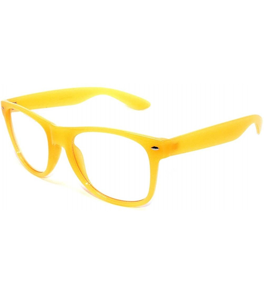 Wayfarer Classic Vintage Retro 80's Sunglasses for Mens or Women Colored Frame - 1 Clear Lens Yellow Clear - C411N80U8I5 $18.29