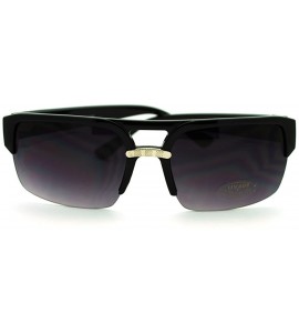 Rectangular Mens Fashion Sunglasses Flat Top Half Rim Designer Style Shades - Black - CN1864S8WUL $18.02