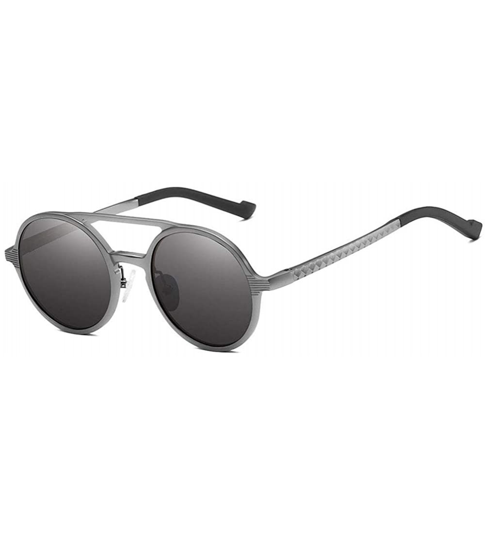 Round Men's Retro Polarized Sunglasses- Round Full Frame Fishing C2 - C9197EKTHH6 $76.09