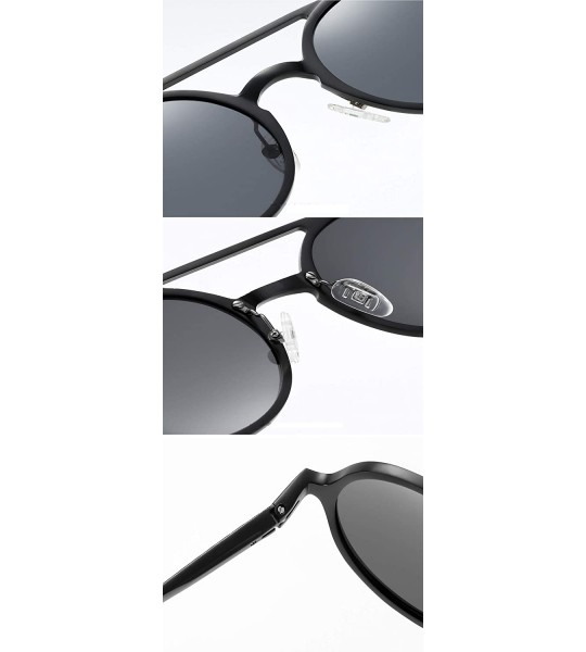 Round Men's Retro Polarized Sunglasses- Round Full Frame Fishing C2 - C9197EKTHH6 $76.09