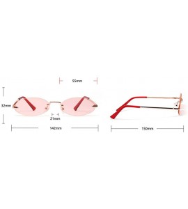 Oval oval borderless retro metal marine film ladies brand luxury designer sunglasses UV400 - Tea - CD18WT367ND $25.85