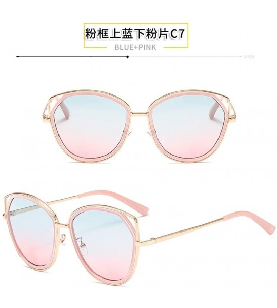 Cat Eye Voguish Sunglasses Cutout Alloy Glasses Cat Eyes Retro Sunglasses Casual Fashion Sunglasses (Color Gradient 3) - CV19...