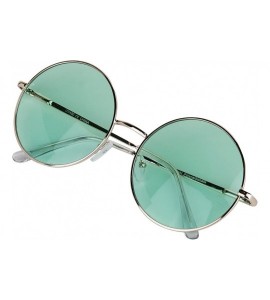 Aviator Big Round Sunglasses Retro Circle Tinted Lens Glasses UV400 Protection - Green Lens - CE180TQO397 $19.37