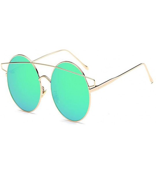 Round Fashion Vintage Beam Sunglasses Round Metal Frame UV400 Glasses Women Men Driving Sunglass - Gray Green - CL182HYUQQT $...