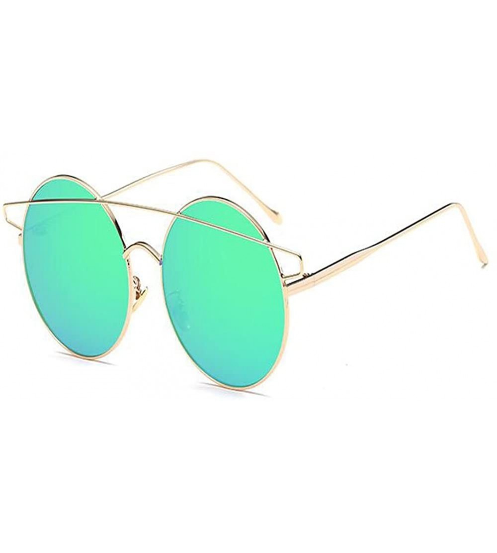 Round Fashion Vintage Beam Sunglasses Round Metal Frame UV400 Glasses Women Men Driving Sunglass - Gray Green - CL182HYUQQT $...