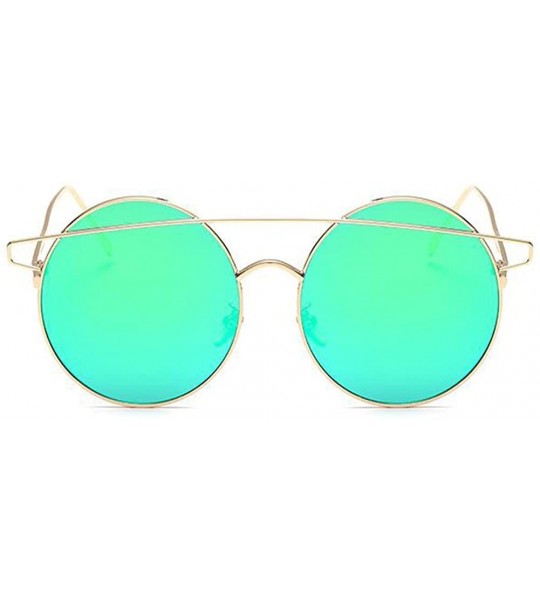 Round Fashion Vintage Beam Sunglasses Round Metal Frame UV400 Glasses Women Men Driving Sunglass - Gray Green - CL182HYUQQT $...