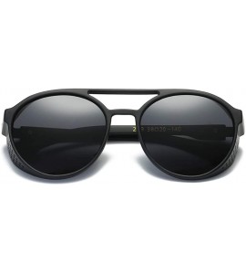 Shield Round Mirrored Sunglasses For Men Shield Men Sun Glasses Polarized - Matte Black - CM18M4MXIYU $21.26