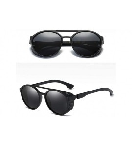 Shield Round Mirrored Sunglasses For Men Shield Men Sun Glasses Polarized - Matte Black - CM18M4MXIYU $21.26