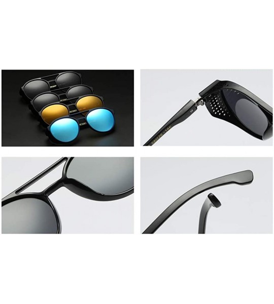 Shield Round Mirrored Sunglasses For Men Shield Men Sun Glasses Polarized - Matte Black - CM18M4MXIYU $21.26