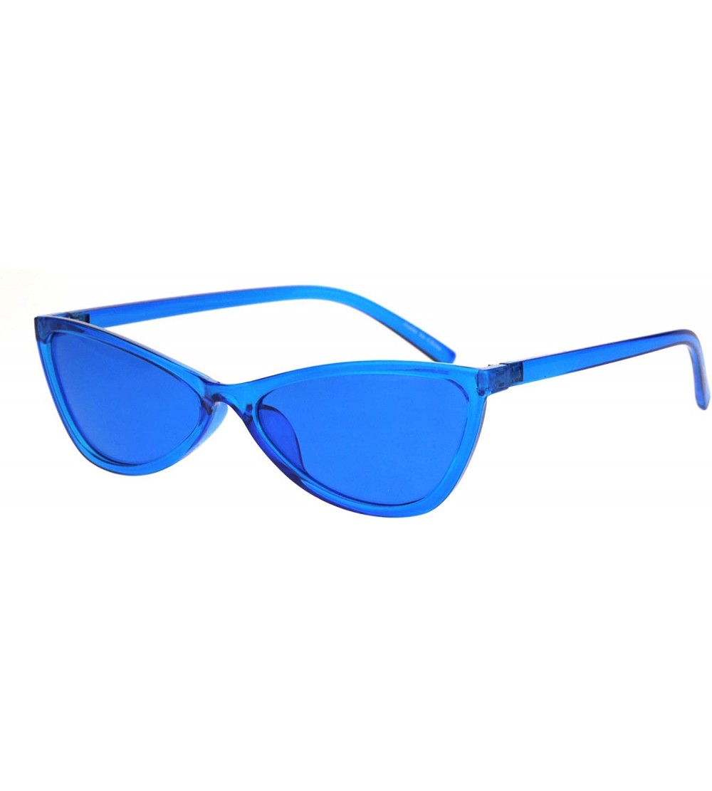 Butterfly Womens Wide Butterfly Cateye Sunglasses Unique Stylish Shades UV 400 - Blue (Blue) - C018S7Q2M4R $19.42
