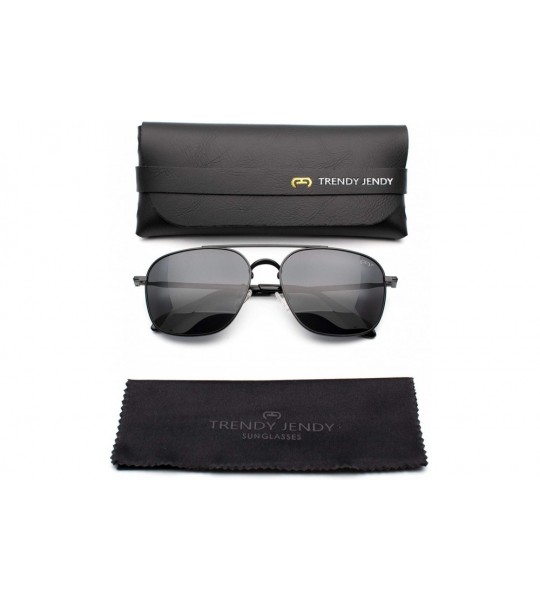 Square p642 Classic Square Style- Polarized & Ultra Lightweight Metal Frame- for Men 100% UV Protection. - Black-black - CP19...