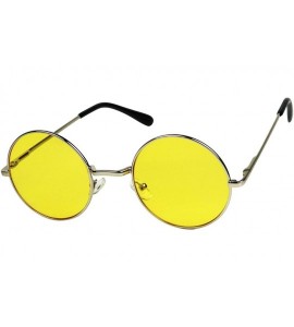 Round Retro Round Groovy Sunglasses Colorful Circular Flat Lens Spring Hinge Nickel Frame Thin Wire Hippie Shades - CK18THXA0...