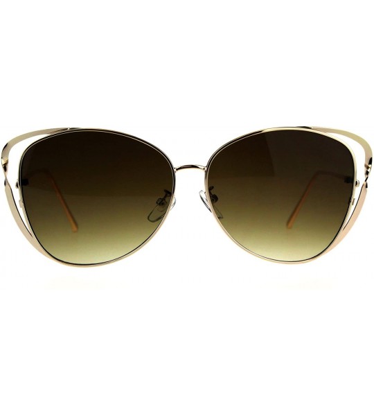 Butterfly Womens Metal Rim Butterfly Diva Designer Fashion Sunglasses - Gold Brown - C018D40Q7TC $23.36