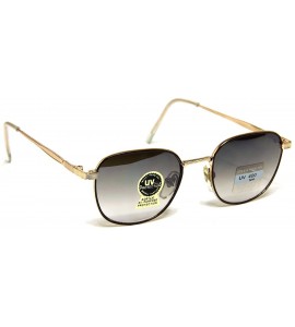 Oval Small Rectangular Retro Vintage Fashion Sunglasses Gold Brown Metal Frame Black Gradient Lens - CZ11RDA7JW3 $19.00