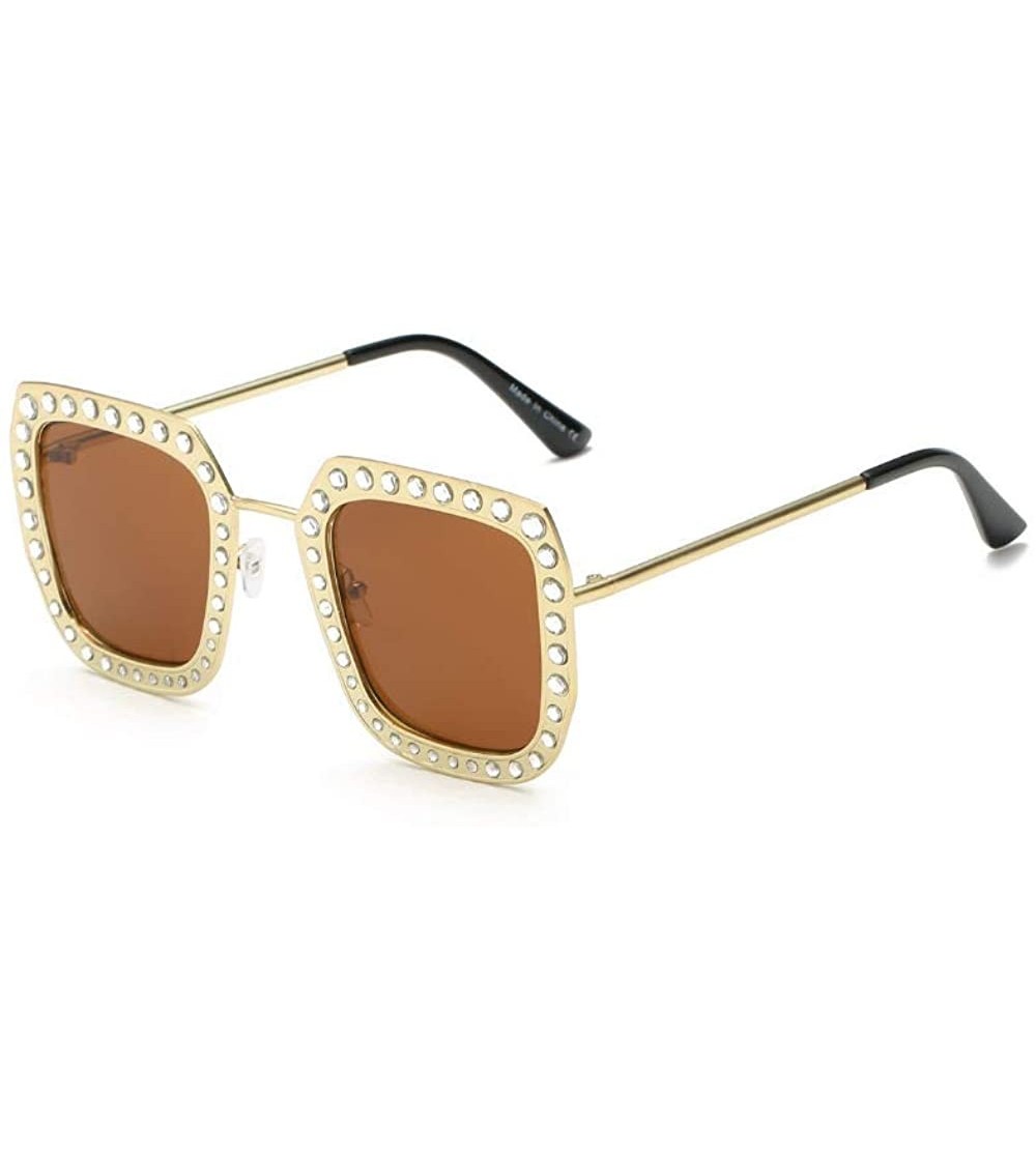 Square Retro Square Vintage Fashion Designer Sunglasses for Women with UV Protection - Brown - CR18LRQR0LA $22.94