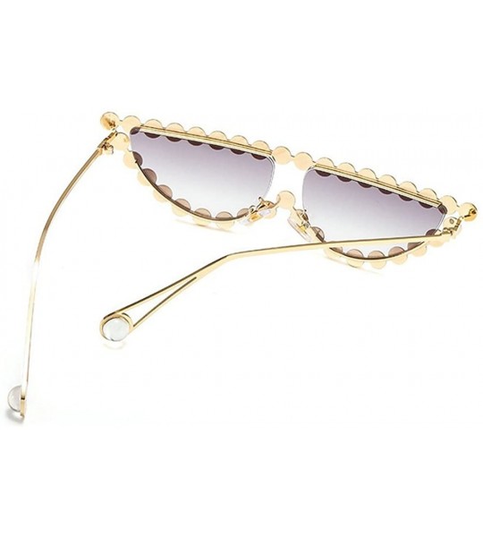 Cat Eye New fashion metal diamond luxury cat unisex sunglasses - Light Gray - CM18H54SSMR $27.76