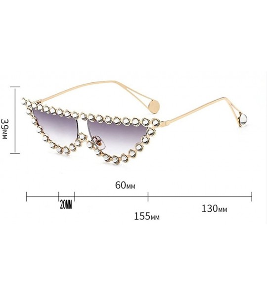 Cat Eye New fashion metal diamond luxury cat unisex sunglasses - Light Gray - CM18H54SSMR $27.76