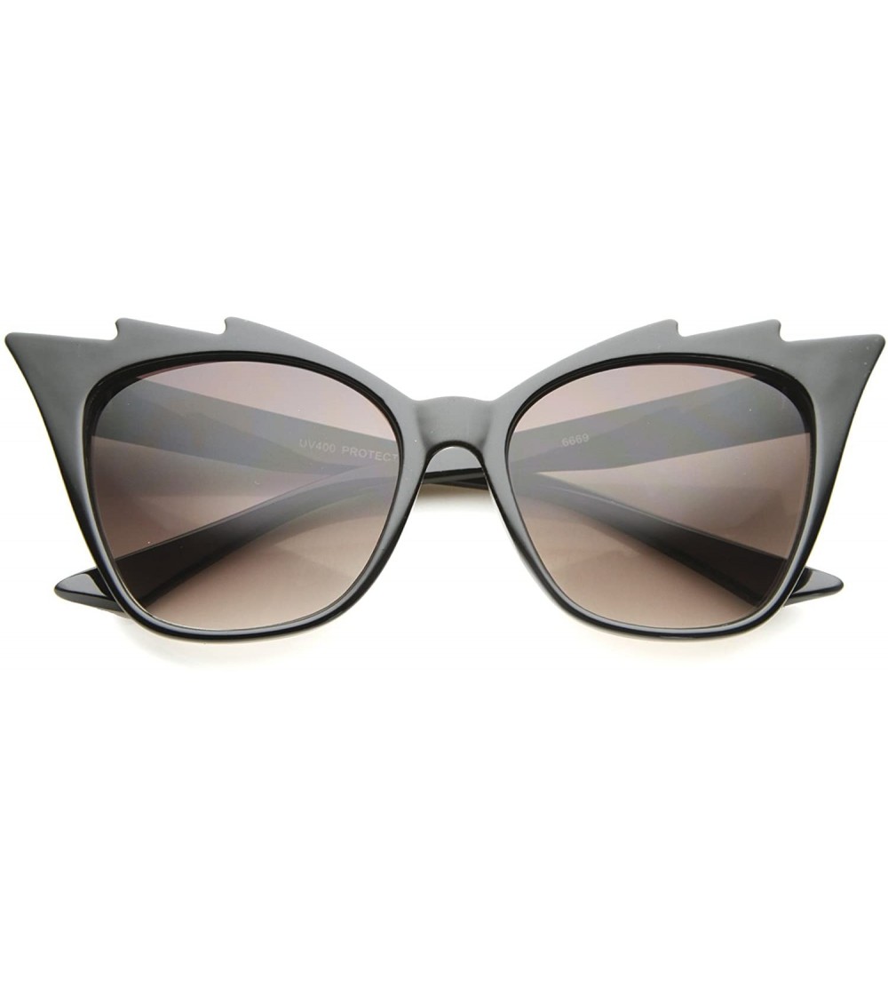 Cat Eye Womens High Fashion Glam Rock Jagged Edge Staggered Cat Eye Sunglasses - Black / Lavender - CS12BPKKECJ $19.68