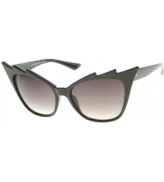 Cat Eye Womens High Fashion Glam Rock Jagged Edge Staggered Cat Eye Sunglasses - Black / Lavender - CS12BPKKECJ $19.68