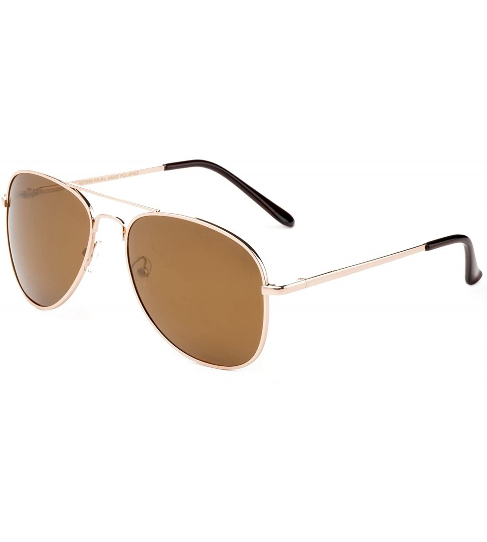 Aviator Polarized Sunglasses Classic Aviator Flash Full Mirror Lens Spring Hinge UV Protection - Flsah Brown - CJ12LO7V5GR $2...