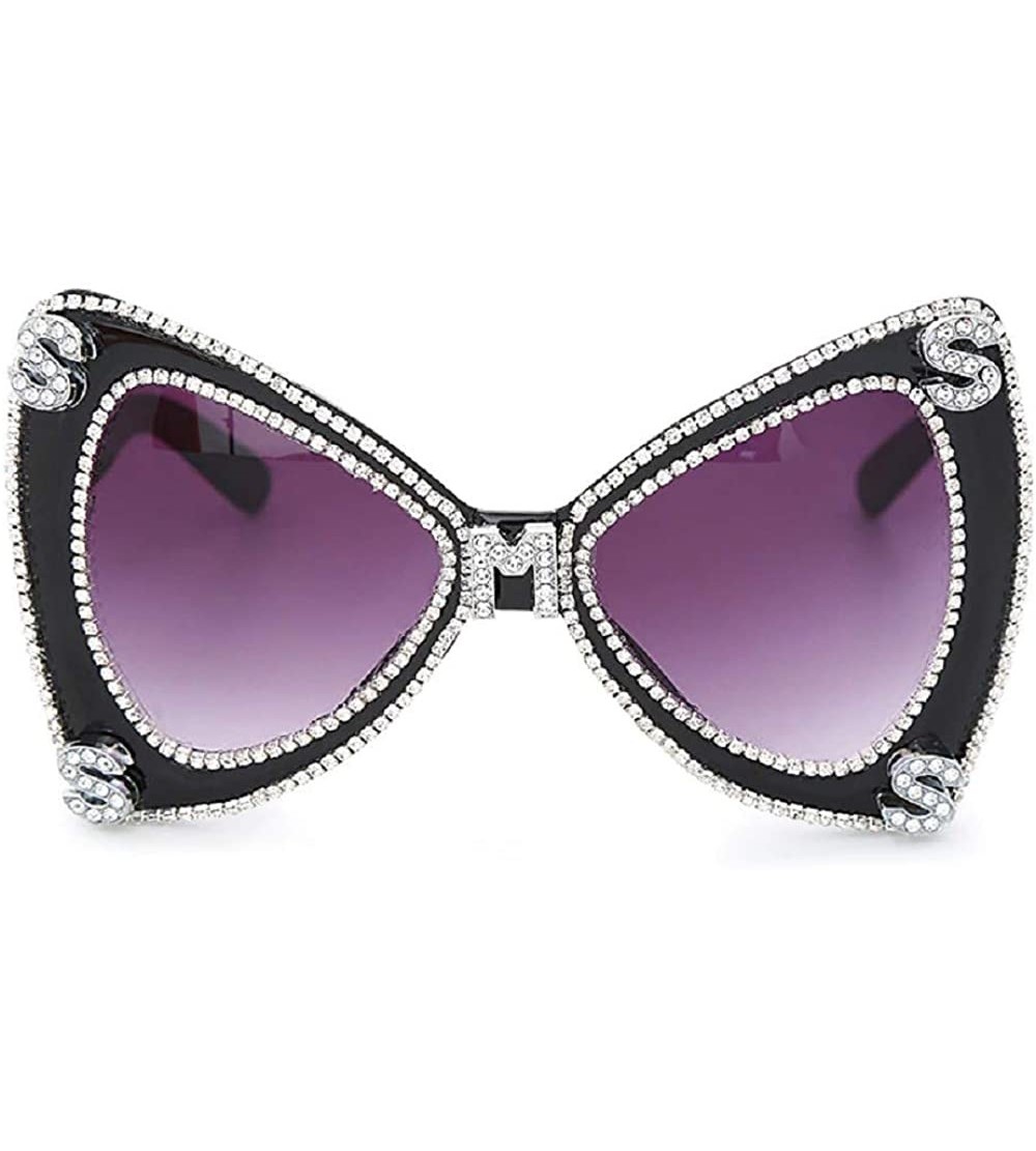 Butterfly Diamond Sunglasses Luxulry Butterfly Oversized - CW197XMSR26 $39.72