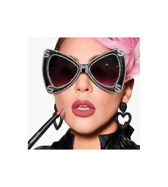 Butterfly Diamond Sunglasses Luxulry Butterfly Oversized - CW197XMSR26 $39.72