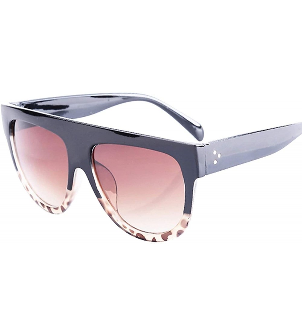 Oversized Sunglasses Women Gradient 2019 Summer Style Classic Women Sun Glasses Female Eyewear UV400 - Black Leopard - CY18W0...