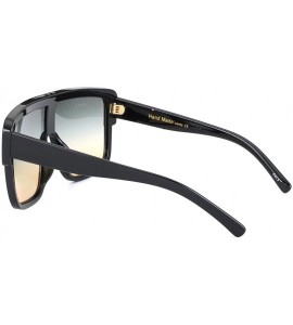 Shield Premium Oversized Sunglasses Women Men Flat Top Square Frame Shades - Green Brown - CX185203XH0 $27.51