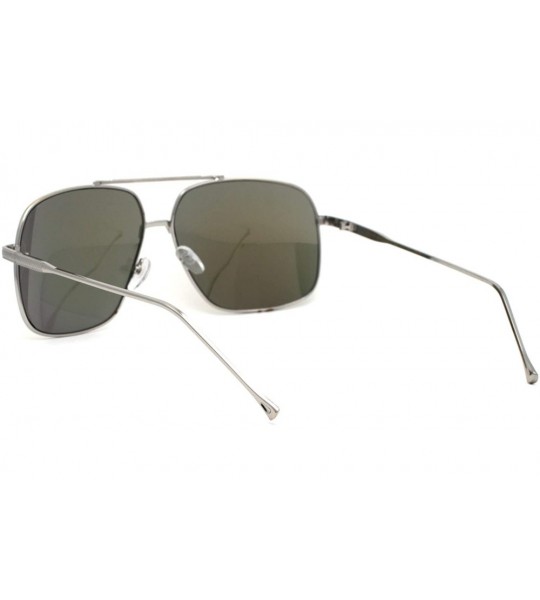 Rectangular Air Force Mirrored Mens Metal Large Rectangular Pilot Sunglasses - Silver Pink - CJ12O4LX3XN $22.98