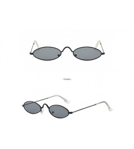 Oval Classic Small Round Sunglasses Trendy Design Style Sunglasses Metal Frame Resin Lens Vintage Sunglasses - Unisex - CO199...