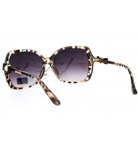 Oversized Womens Square Frame Sunglasses Classy Pearl Ribbon Design UV 400 - Tortoise Clear - CW186UWN6O4 $23.97