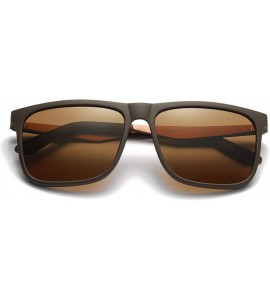 Square Half Metal Sunglasses Men Tr90 Polarized Men Sun Glasses TAC Lens - Brown - C118KZ72HCW $21.44