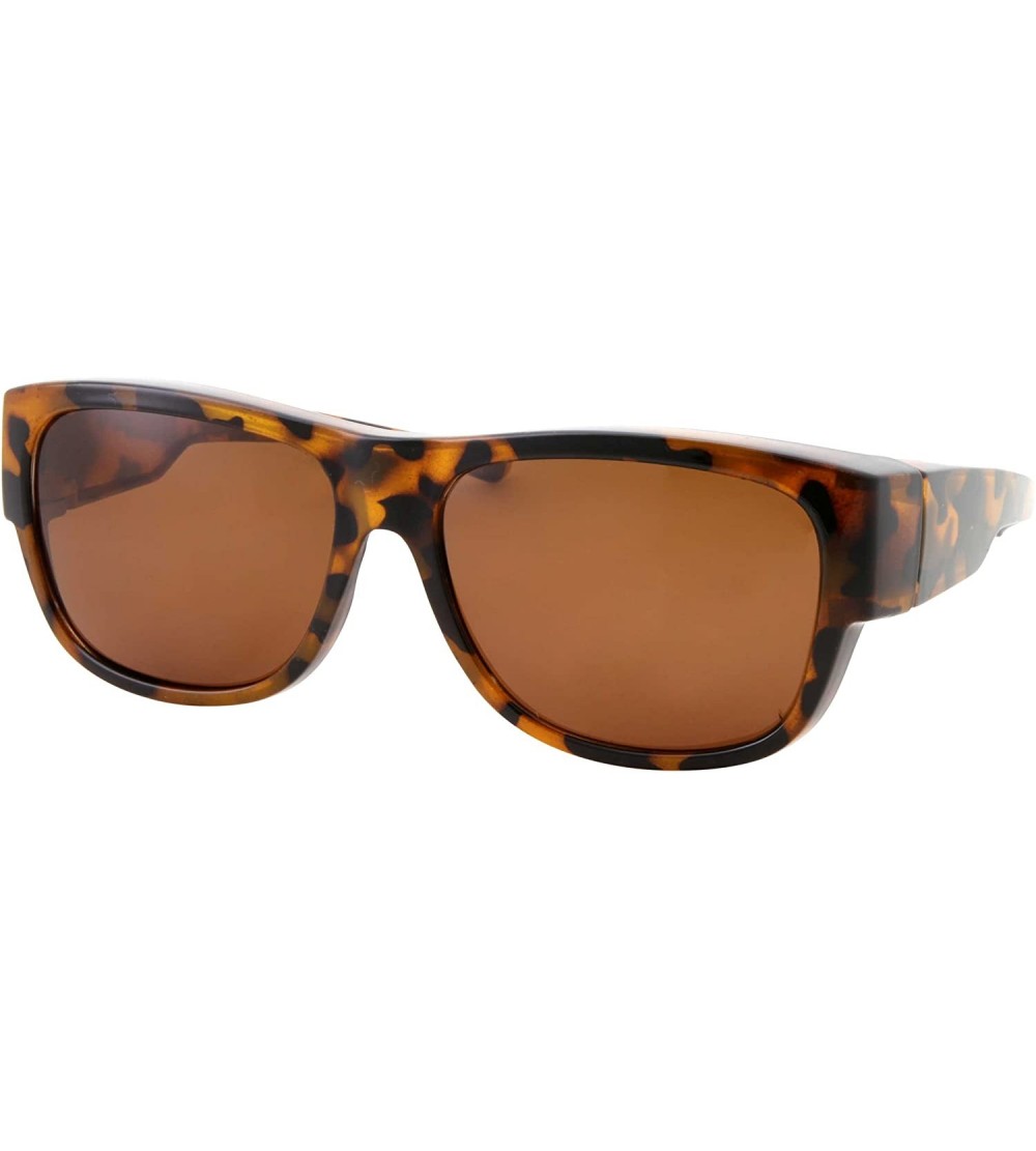 Wrap Women Polarized Fit Over Sunglasses - Less Bulky - Ladies Size - Tortoise Brown - CO18DSQXXDM $26.23