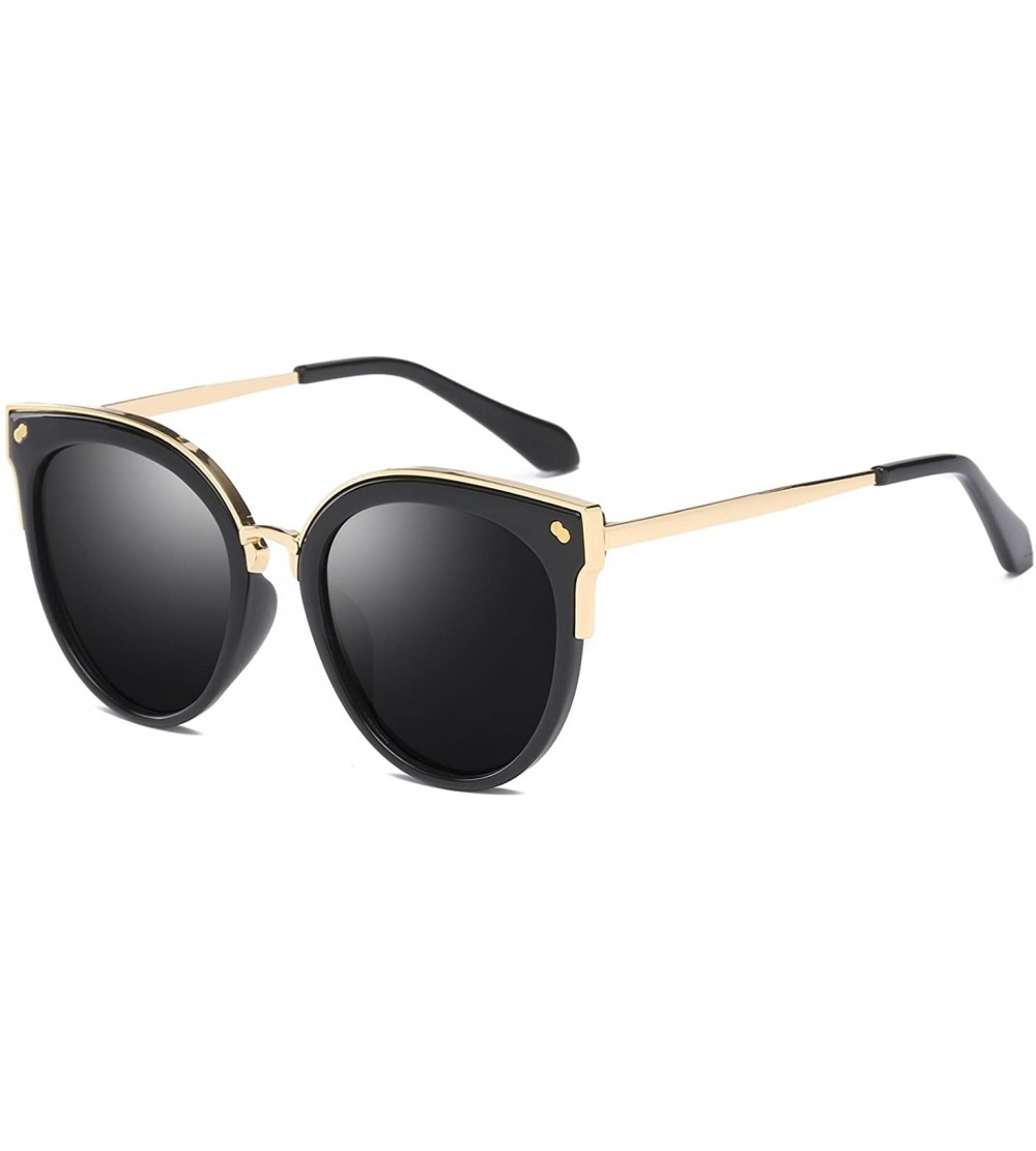 Round Women's Cat Eye Lightweight Modern Polarized Polycarbonate Metal UV400 Protection Sunglasses - CR180K5333R $29.84
