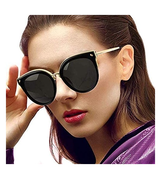 Round Women's Cat Eye Lightweight Modern Polarized Polycarbonate Metal UV400 Protection Sunglasses - CR180K5333R $29.84