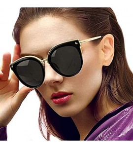 Round Women's Cat Eye Lightweight Modern Polarized Polycarbonate Metal UV400 Protection Sunglasses - CR180K5333R $29.84