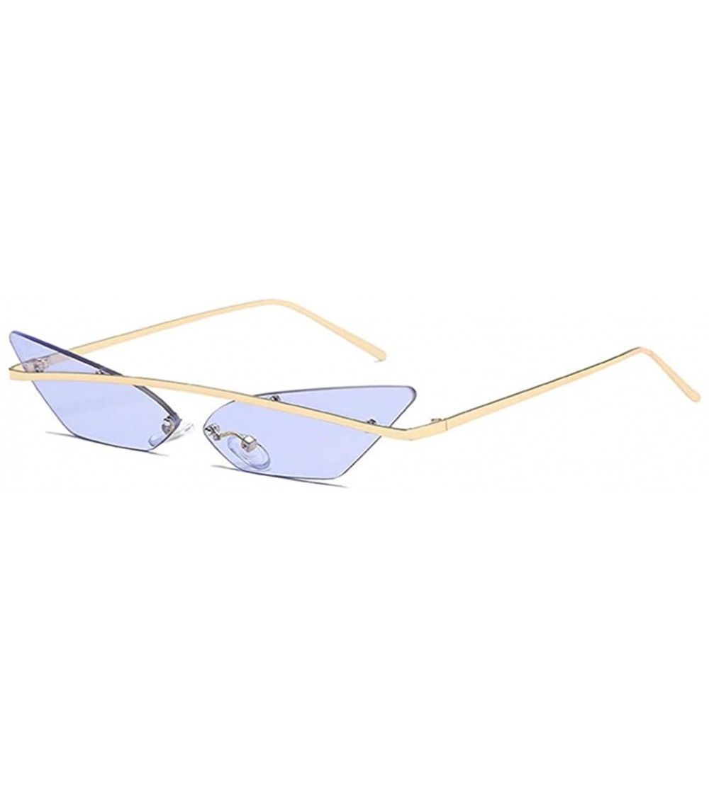 Semi-rimless Women Cat Eye Sunglasses Vintage Narrow Metal Frame Sunglasses Ladies Shades Triangle Eyewear Sun Glasses - 7 - ...