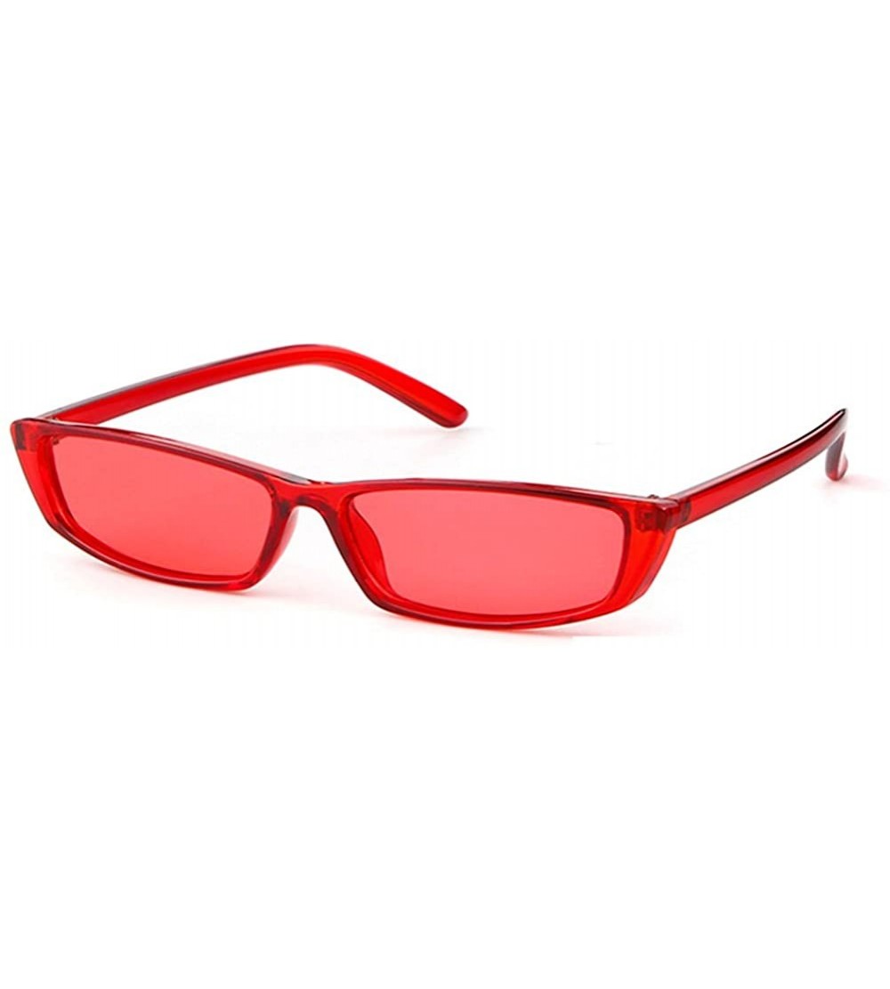 Square Vintage Rectangle Sunglasses Women Fashion Small Frame Square Shades UV400 Protection - Red - C118DTS0G5Q $19.08