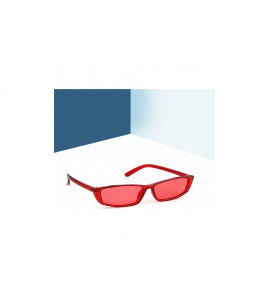 Square Vintage Rectangle Sunglasses Women Fashion Small Frame Square Shades UV400 Protection - Red - C118DTS0G5Q $19.08