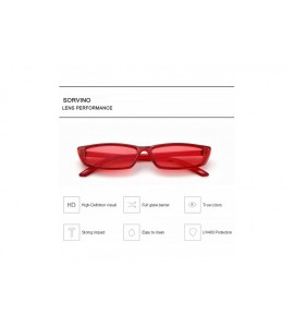 Square Vintage Rectangle Sunglasses Women Fashion Small Frame Square Shades UV400 Protection - Red - C118DTS0G5Q $19.08