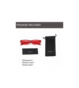 Square Vintage Rectangle Sunglasses Women Fashion Small Frame Square Shades UV400 Protection - Red - C118DTS0G5Q $19.08