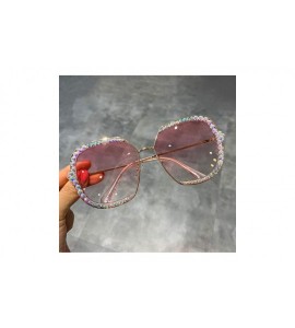 Square 2019 Sunglasses Women Luxury Rhinestone Square Sun Glasses Clear Lens Oversized Men Vintage Shades - Black - C5198AH7C...