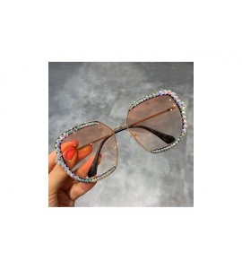 Square 2019 Sunglasses Women Luxury Rhinestone Square Sun Glasses Clear Lens Oversized Men Vintage Shades - Black - C5198AH7C...