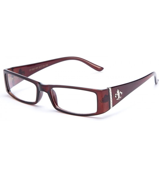 Oversized Classic Squared Sleek Fashion Clear Glasses for Women - 1857 Brown - CQ11U9Q8RQV $19.28